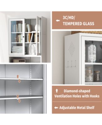 Metal Kitchen Pantry Cabinet - 72" Tall Storage with Adjustable Shelves (White)