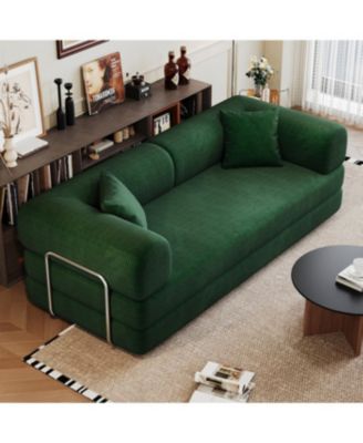 Corduroy Compression Sofa Bed with Pillow Back Support - Green