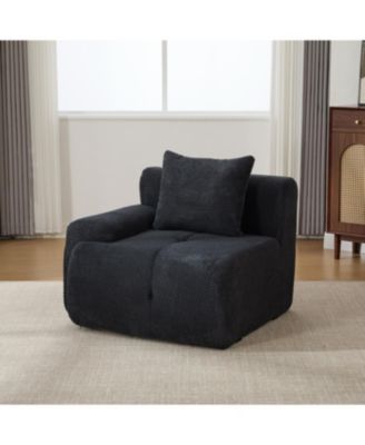 73" Modern Modular Sectional Loveseat, 2 Seater Tufted Cloud Floor Couch w/ 2 Pillows, Charcoal