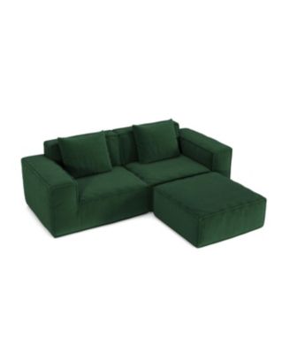 Streamdale Modular sofa bed, corduroy velvet, green