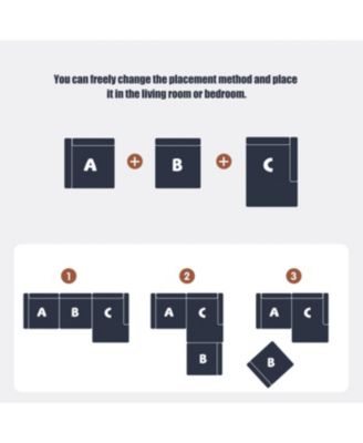 Comfy Corduroy Compression Sectional Couch with Chaise, Black Sofas