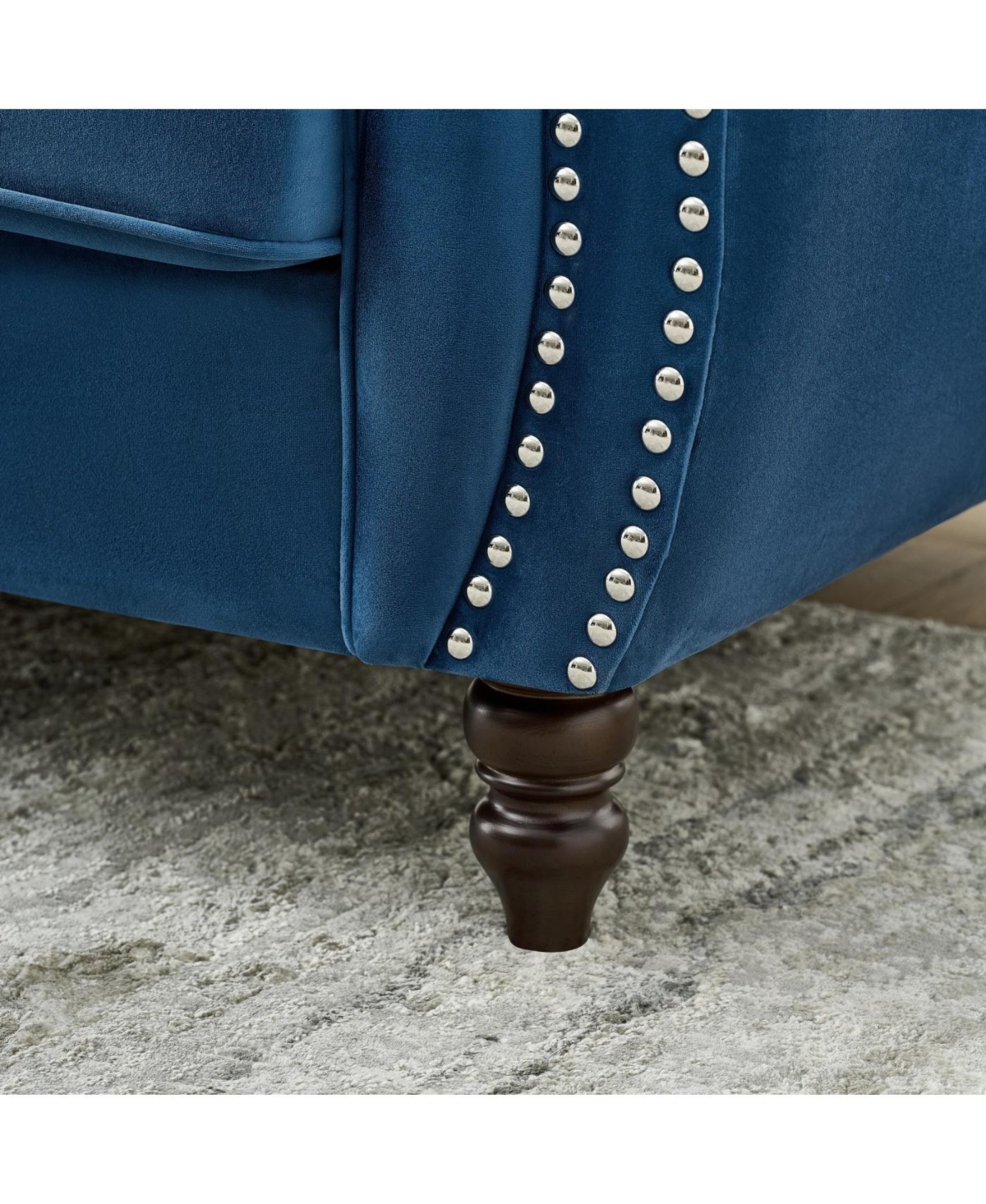 Streamdale Furniture 67" Chesterfield Velvet Sofa with Roll Armrest & Nailhead, Mid Century Modern Couch, Blue