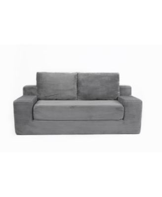 Streamdale Dark Grey Corduroy Loveseat Sofa Bed with Reversible Cushions
