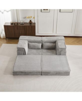 Streamdale Compression Sofa, Convertible Floor Sofa Bed, Modular Sectional Sofa, Light Grey