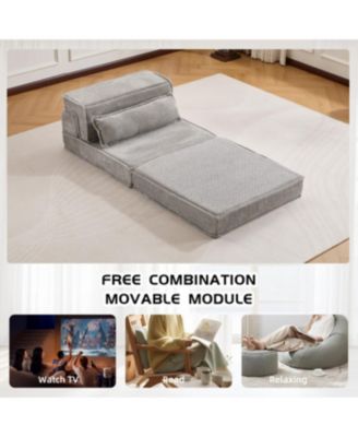 Streamdale Compression Sofa, Convertible Floor Sofa Bed, Modular Sectional Sofa, Grey