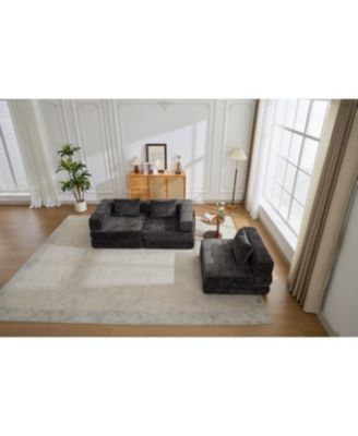 Compression Sofa, Convertible Floor Sofa Bed, Modular Sectional, Black