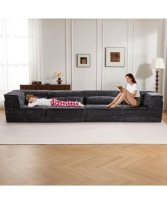 Compression Sofa, Convertible Floor Sofa Bed, Modular Sectional Sofa, Dark Grey