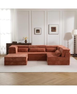 Streamdale Compression Sofa, Convertible Floor Sofa Bed, Modular Sectional, Orange