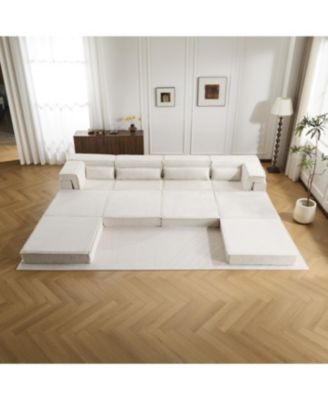 Compression Sofa, Convertible Floor Sofa Bed, White