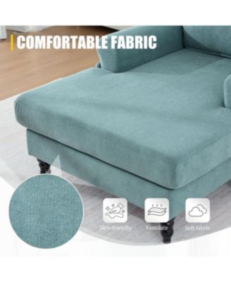 Streamdale Modern Minimalist Chenille Chaise Lounge Recliner Single Sofa with Wooden Legs & Storage Pockets