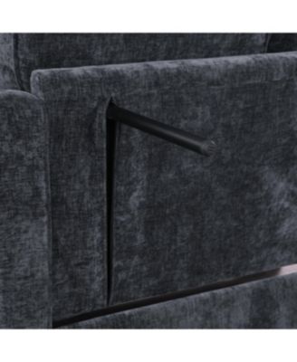 Two-seater sofa with storage chaise longue and throw pillows - Black