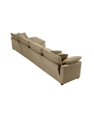 Corduroy Sofa - Modern Upholstered 4 Seater with Footstool & Pillows