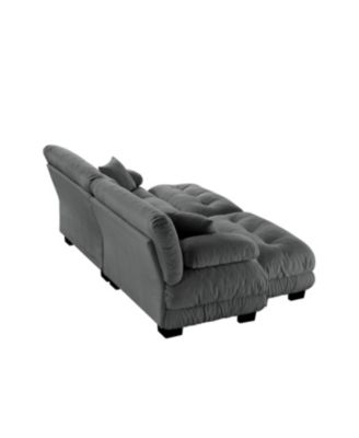 Cloud Couch Sleeper Sofa, Chenille 2 Seater with 2 Lumbar & 2 Throw Pillows, Gray