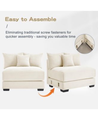 92" Oversized Cloud Modular Sectional Couch, Cream Corduroy Fabric