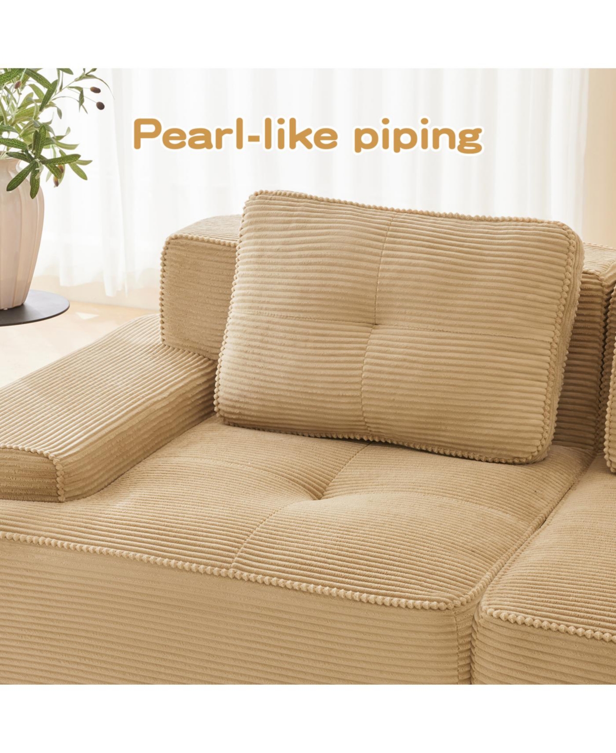 Streamdale Furniture Streamdale Camel Modern Modular Corduroy Sectional Sofa, 4-Seater Couch with Deep Seat