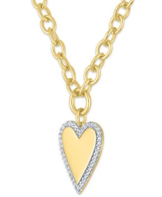 Diamond Pendant Necklace (1/4 ct. t.w.) in 14k Yellow Gold Over Sterling Silver