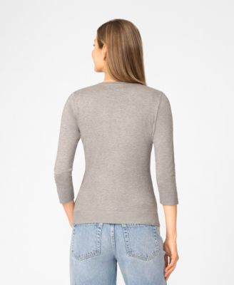 Petite Pointelle-Sleeve Crewneck Sweater
