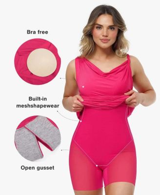 Women's Shapewear Solid Cowl Neck Ruched Sculpting Maxi Dress