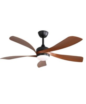 52-inch Modern Smart Standard Black 5-Blade Ceiling Fan with Remote Control and LED Light