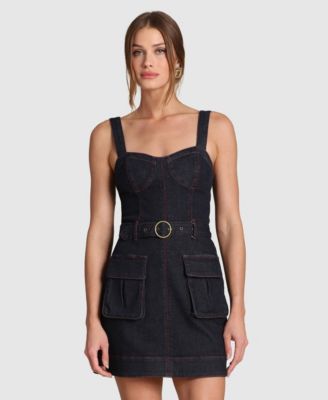 Women's Utility Sweetheart Neck Mini Dress