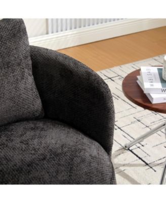 Streamdale F;urniture Streamdale 30"W Modern Round Swivel Barrel Chair with Pillow, Dark Gray