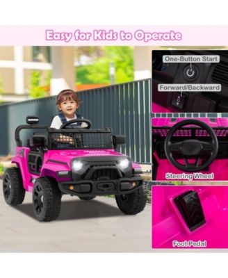 12V Battery-Powered Kids Ride-On Truck with Music, Lights, and Remote - Pink