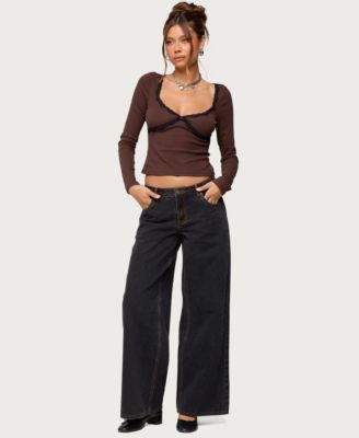 Women's Porta Contrast Lacey Top