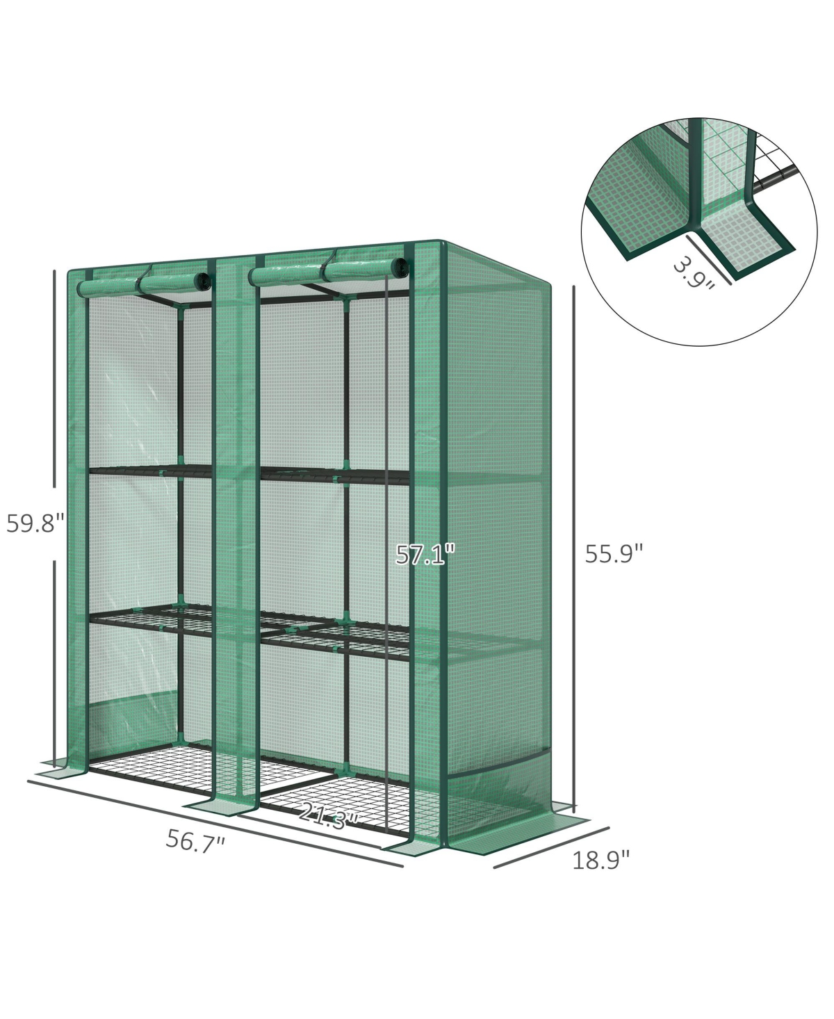Outsunny Lean-to house with Roll-Up Doors, Portable house,
