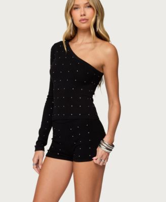 Women's Harley Rhinestone One Shoulder Knit Top