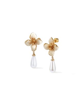 Retro Chic Iris Blossom Pearl Earrings - White gold 139$