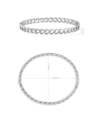 Open Heart Bangle Bracelet in Rhodium Plated Sterling .
