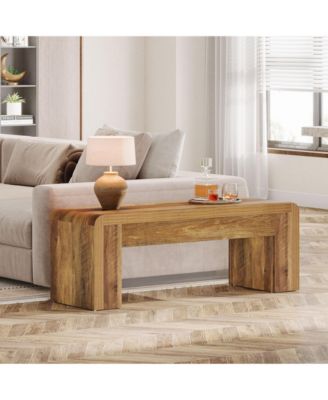 47.24-Inch Long Dining Bench, Large Engineered Wood Kitchen Table Bench with Heavy-Duty Legs, Rustic 2-Person Seating, Brown