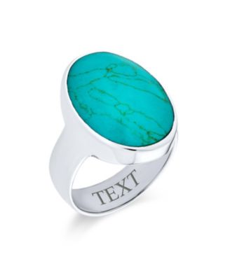Large Oval Cabochon Natural Blue Turquoise Bezel Set Statement Ring Sterling Silver