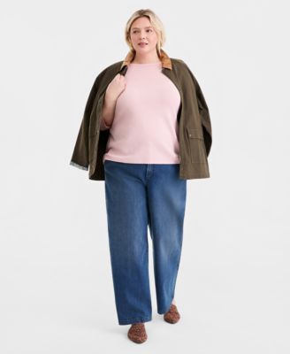 Plus Size Pima Cotton 3/4-Sleeve Top