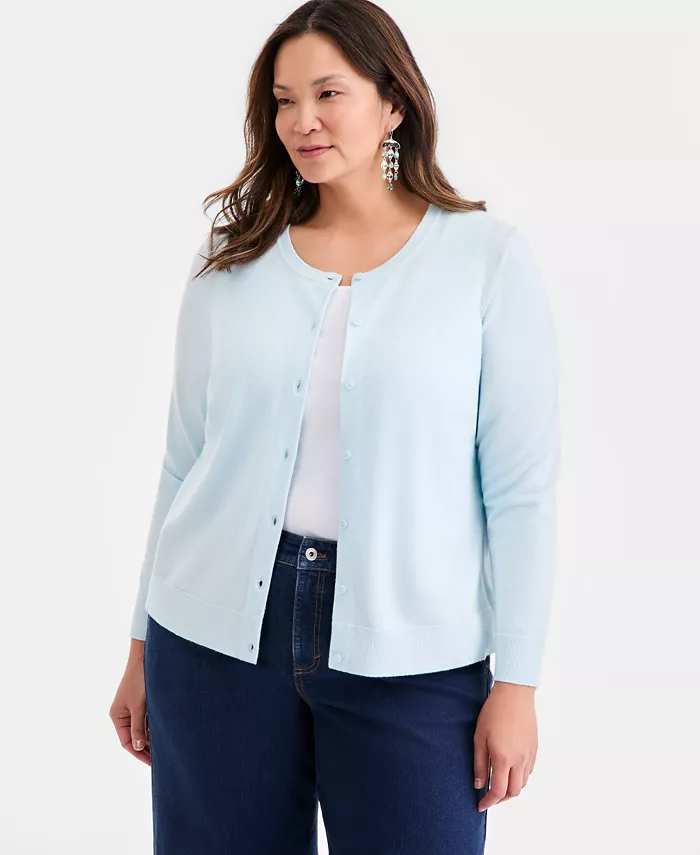 Style & Co Plus Size Button-Front Long-sleeve Cardigan - thumbnail 4