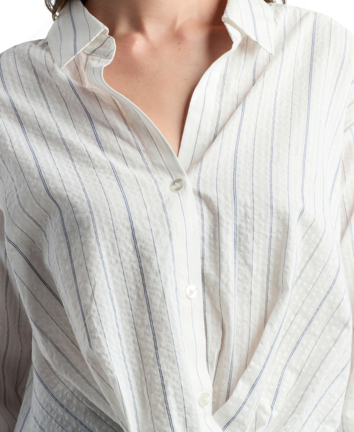 Bcx Women's Variegated Stripe Button-Up Top