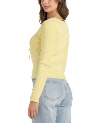 Women's Long-Sleeve Lace-Up Tie Detail Sweater