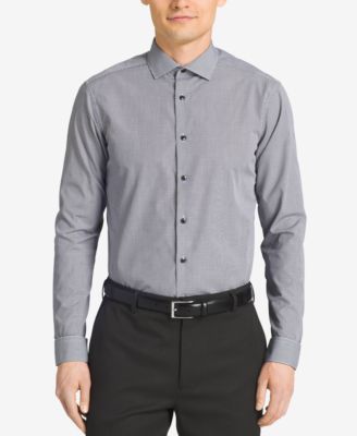 Calvin Klein Men's Slim-Fit Non-Iron Performance Black Micro-Check ...