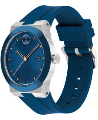 Men's Bold Fusion Swiss Quartz Blue Silicone Watch, 42.30mm