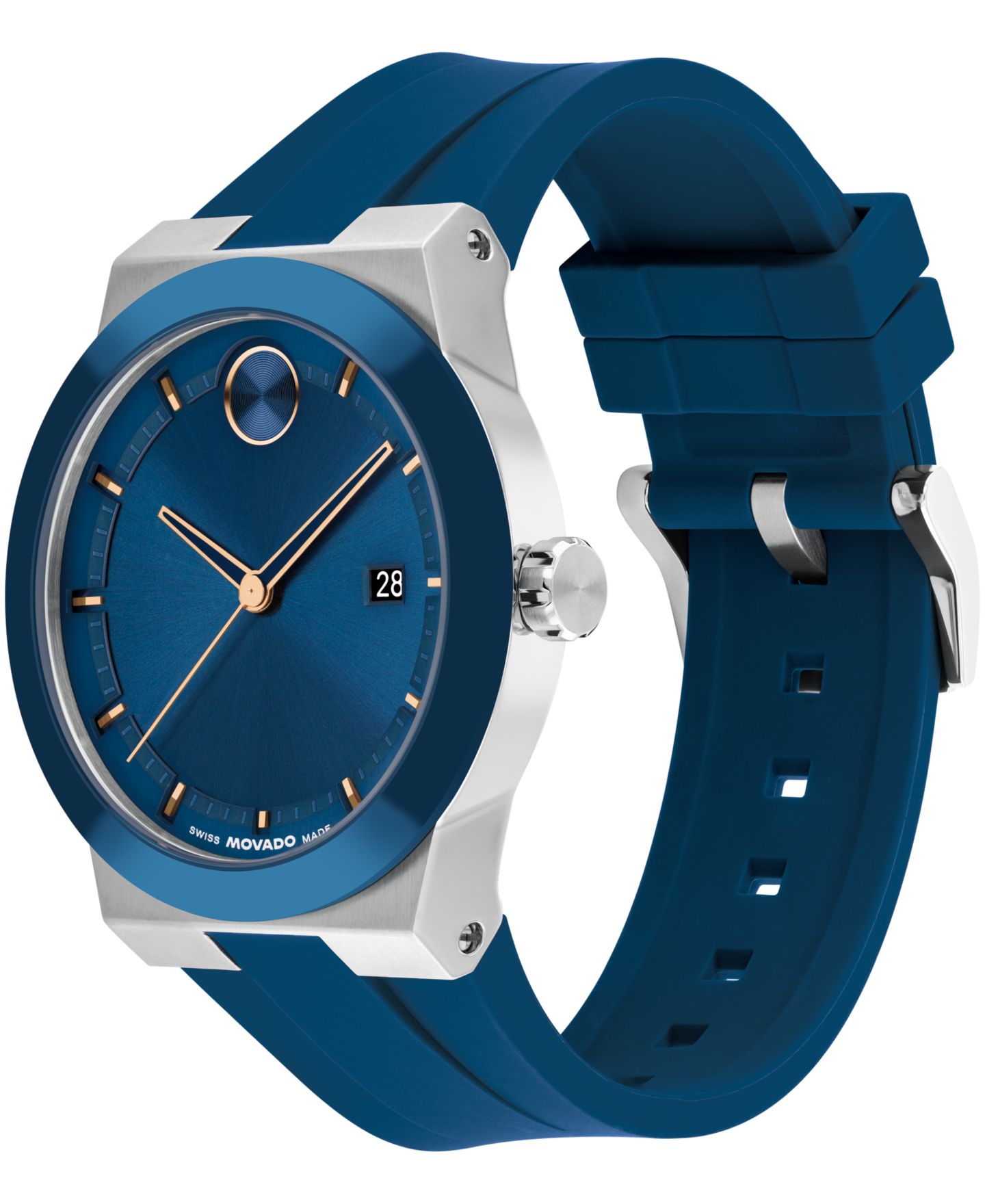 Мужские часы Movado Bold Fusion Swiss Quartz Blue Silicone Watch, 42.30mm — фото 2