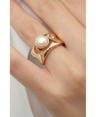 Dawn Light Pearl Wide Ring