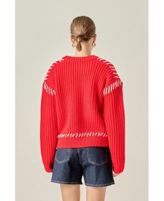 Women's Stitch Detailed Chunky Crew Neck Knit