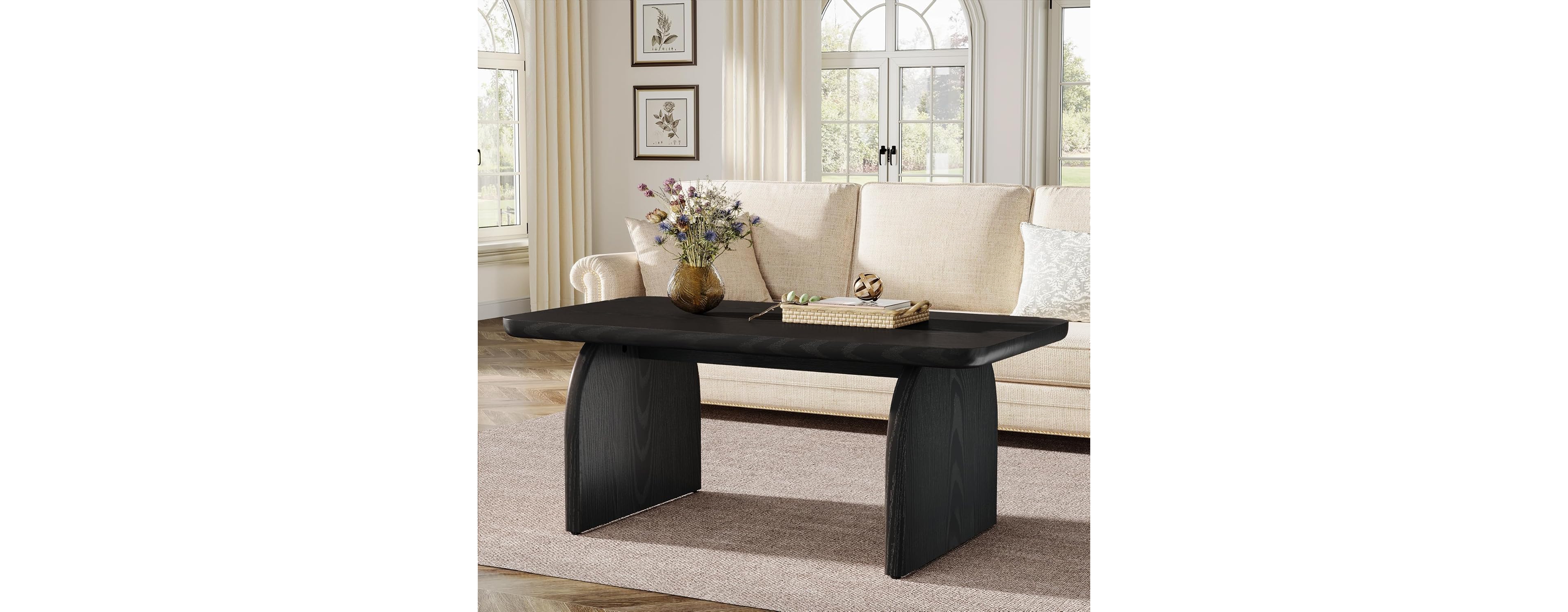 Tribesigns Rectangle Coffee Table, 47-Inch Wood Rectangular Living Room Table, Farmhouse Accent Center Table Low Cocktail Tea Table