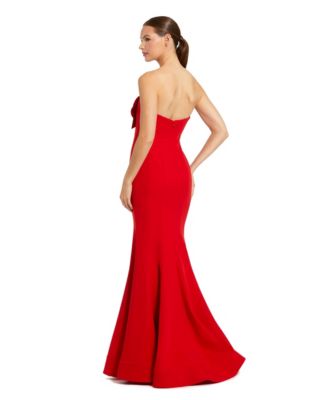 Women's Crepe Strapless Mermaid Gown With 3D Flowers