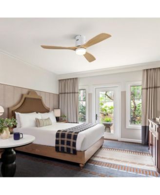 52-inch Modern White 3-Blade Light Ceiling Fan with Remote Control and Supporting Mobile Device Connection