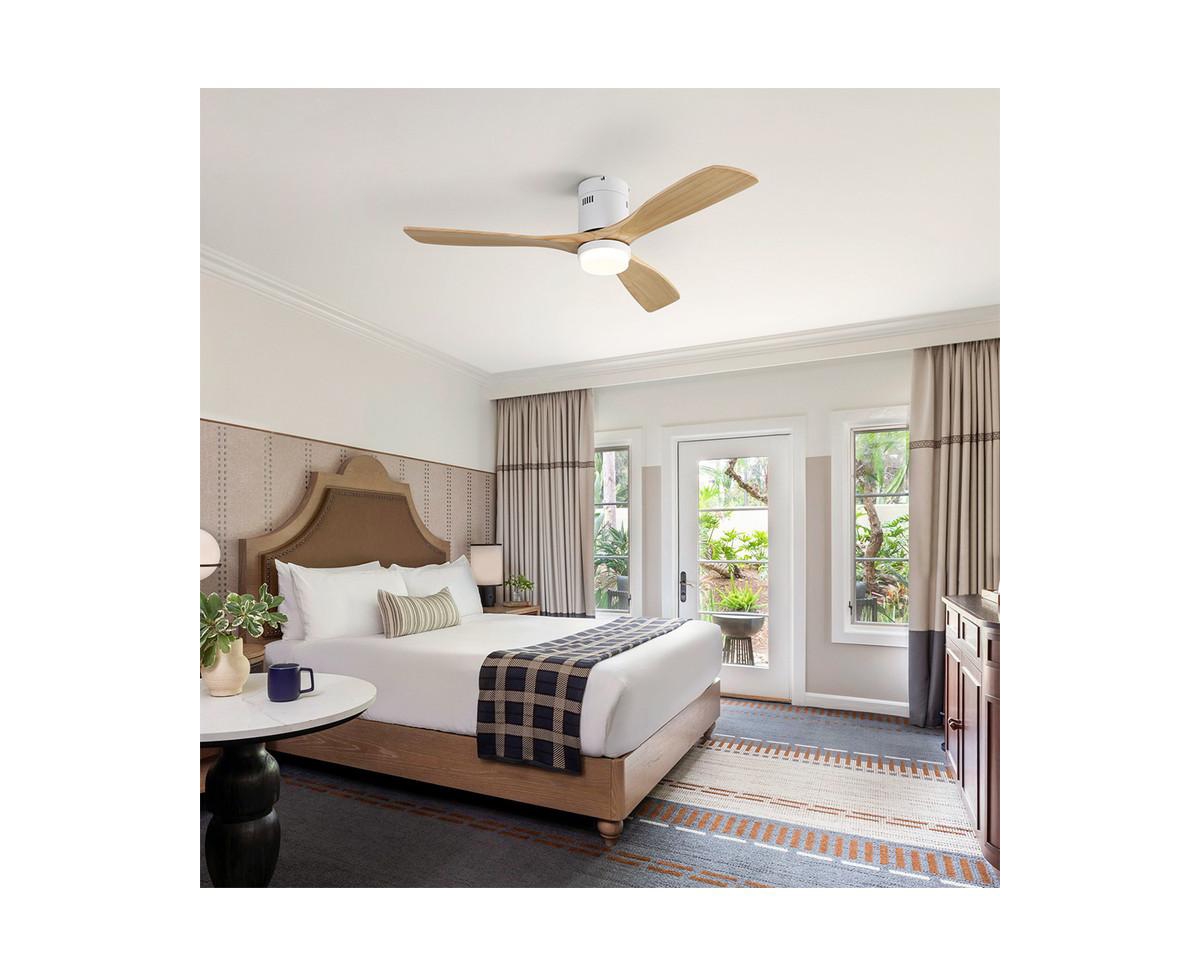 52-inch Modern 3-Blade Light Ceiling Fan with Remote Control and Supporting Mobile Device Connection