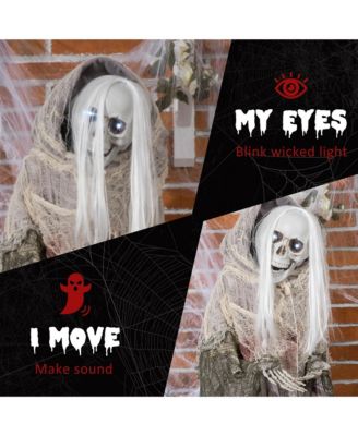 72" Animated Prop Skeleton Witch, Indoor Halloween Decorations
