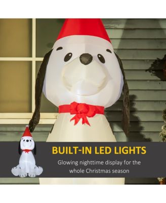 6ft Tall Lighted Inflatable Christmas Dog Santa Hat Yard Decor