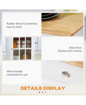 Mobile Serving Kitchen Island Cart Dining Table w/ Rubberwood Top Wheels