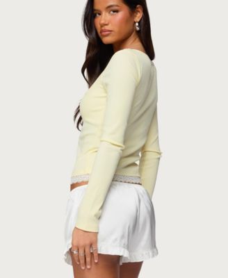 Women's Joana Layered Lacey Henley Top